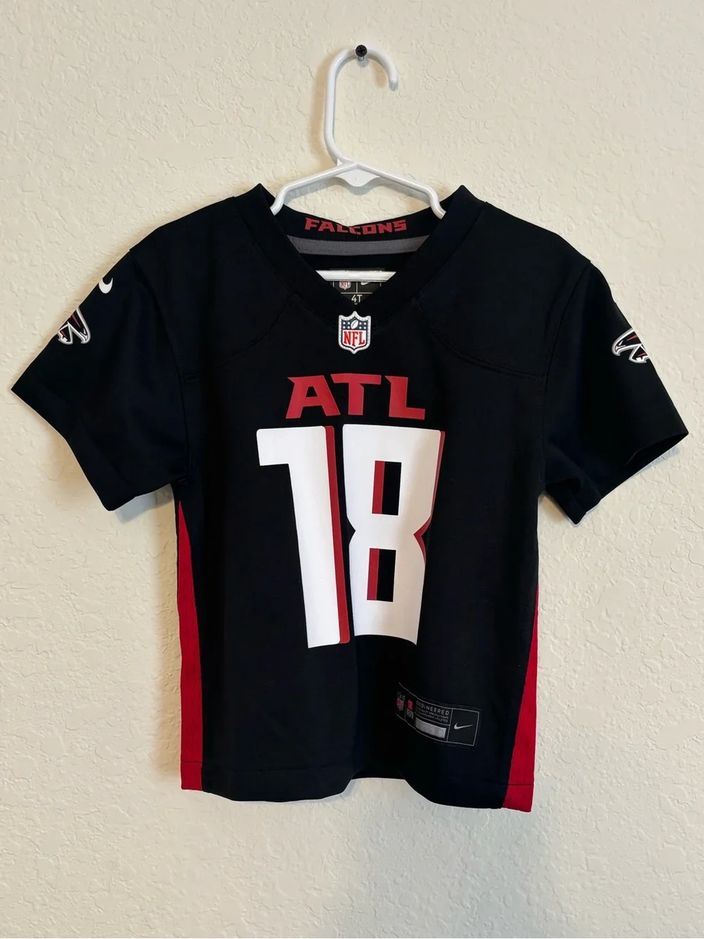 Nike Kids Atlanta Falcons #18 Black Jersey with Red & White